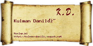 Kulman Daniló névjegykártya